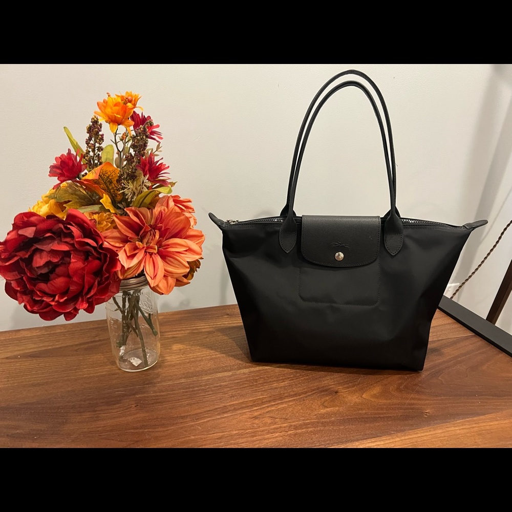 Black Longchamp Le Pliage Nylon Tote